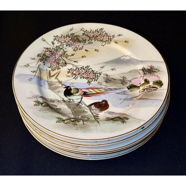 Kutani Hand‑Painted Decorative Plates – 7.25” (5 Available) For Sale - Image 4 of 9