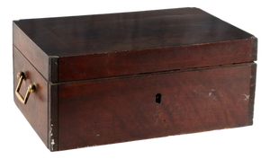 Antique Walnut Travel Casket with Writing Set, Italy, 19th Century, Set of 3