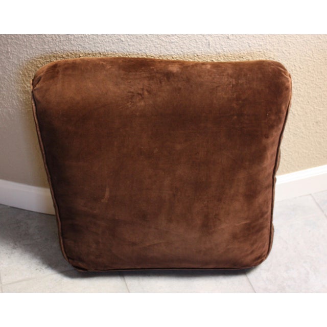 Textile Distressed Leather and Velvet Reading Chair For Sale - Image 7 of 8