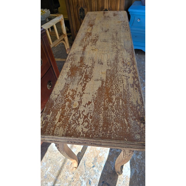 1980s Rustic Wood Sofa/Console Table For Sale - Image 9 of 9