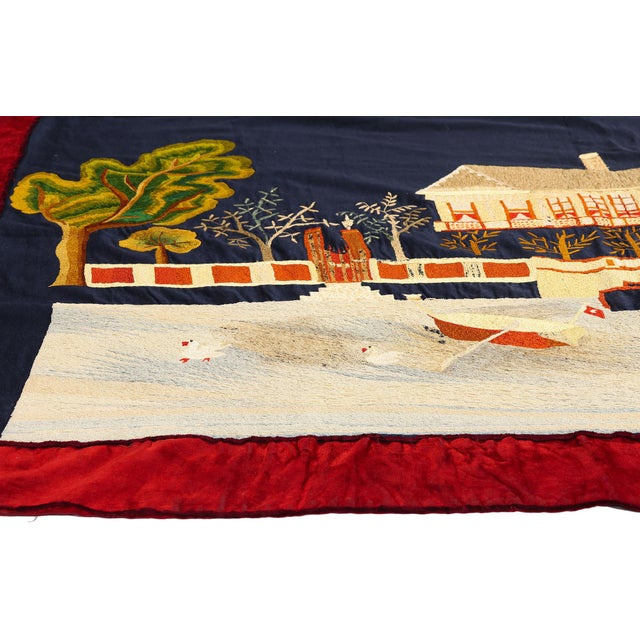 Mid-Century Modern Antique Scandinavian Folk Art Tapestry, 04'04 X 06'06 For Sale - Image 3 of 10
