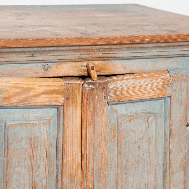 19th Century Swedish Original Blue Painted Pine Sideboard Cabinet For Sale - Image 12 of 16