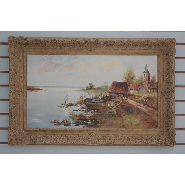 Age: Approx: 50 Years Old Details: Factory Distressed Painted Frame Quality Construction Vibrant Colors Quality Oil...