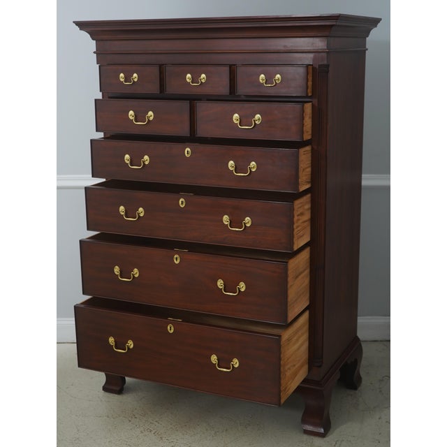 Chippendale Henkel Harris Cherry 9 Drawer Tall Chest For Sale - Image 3 of 15