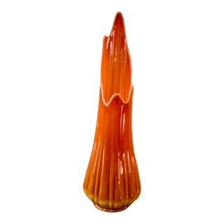 Vintage Le Smith Bittersweet Ribbed Swung Vase - Mid Century Modern - 22"h - Great Mouth For Sale
