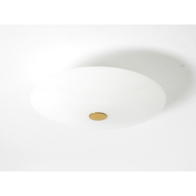 Large Gela 55 Brass Opal Glass Round Ceiling Lamp from Florian Schulz, 1970s For Sale - Image 3 of 14
