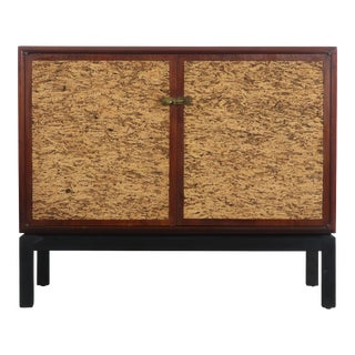 Small Credenza Record Cabinet by Founders in Walnut with Cork Front For Sale