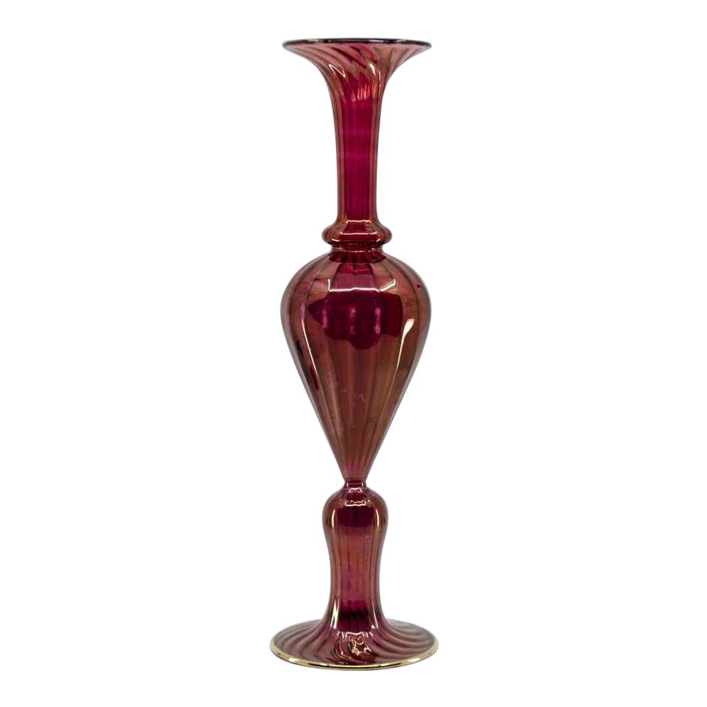 Antique Bohemian Gilt Trim Cranberry Glass Vase Chairish
