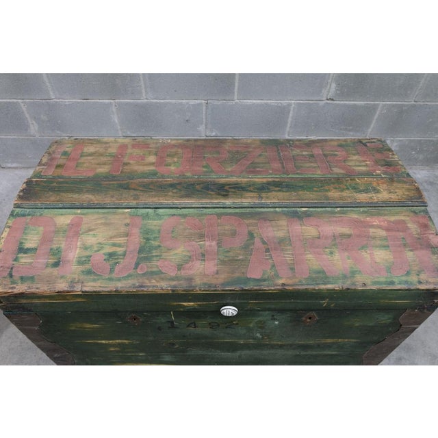Wood Green Wooden Trunk For Sale - Image 7 of 9