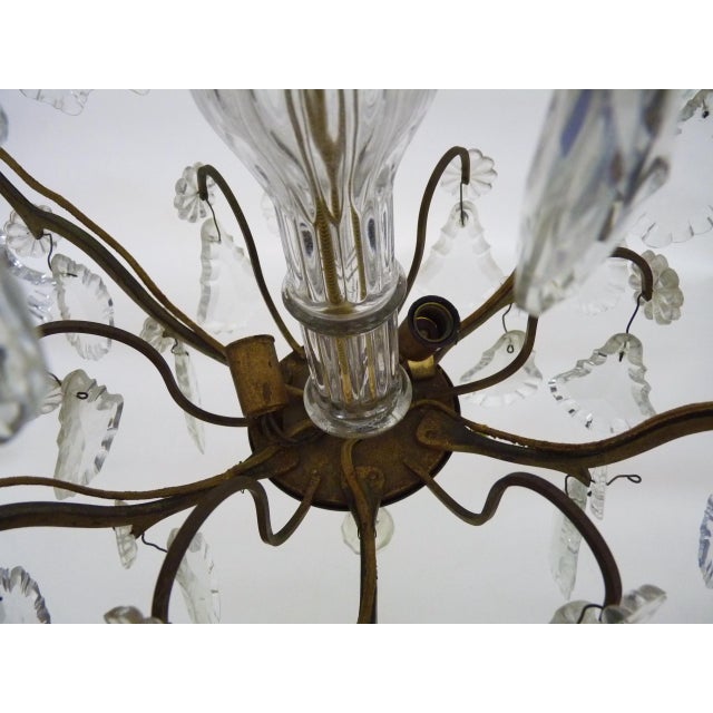 Metal Vintage 8-Light Chandelier with Glass Pendants. 1960s For Sale - Image 7 of 9