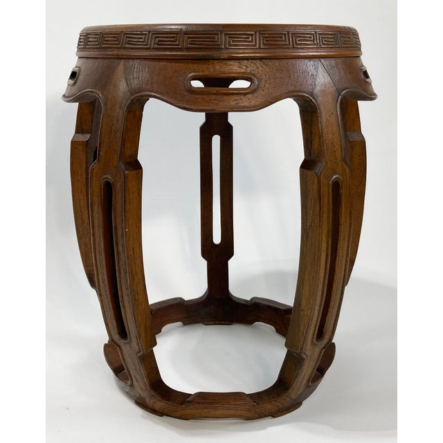 Vintage Asian Carved Wood Garden Stool For Sale - Image 4 of 11