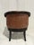 Neoclassical Vintage Leather Barrel Back Accent Chair With Carved Wood Frame For Sale - Image 3 of 8