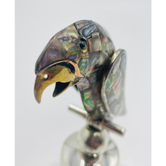 1970s Mexican Silver Plated & Abalone Parrot Bell in the Style of Emilia Castillo For Sale - Image 11 of 18