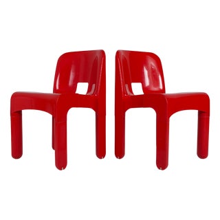 Vintage Red Universale Chairs by Joe Colombo for Kartell, 1979, Set of 2 For Sale