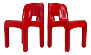 Vintage Red Universale Chairs by Joe Colombo for Kartell, 1979, Set of 2