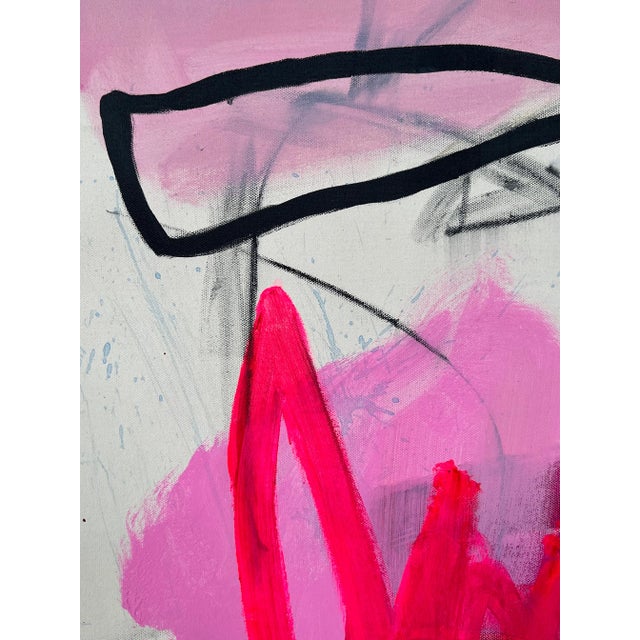 Contemporary Abstract Acrylic, Oil Pastel and Charcoal on Canvas Painting "Ocean View" by Adrienn Krahl For Sale - Image 4 of 7