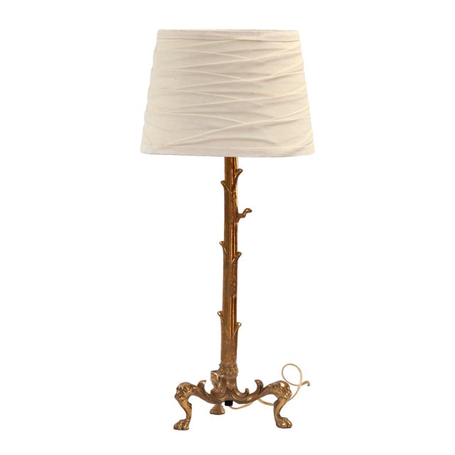 Early 20th Century Converted Brass Andiron Candlestick Lamp on Tripod Base For Sale - Image 14 of 18