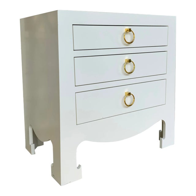Villa & House Asian Modern White Jacqui Side Table For Sale