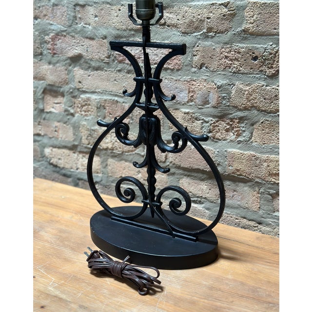 Late 19th Century French Architectural Wrought Iron Fence Made Into Lamp, Circa 1880 For Sale - Image 5 of 12