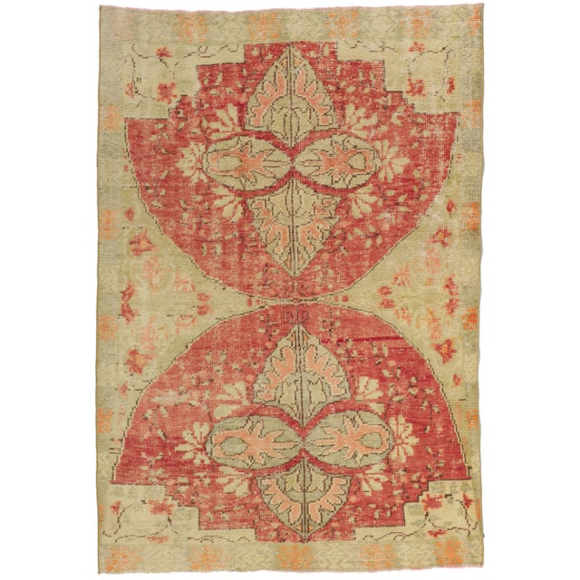 Mid 20th Century Rustic Vintage Turkish Oushak Rug, 04'07 X 06'08 For Sale - Image 10 of 10