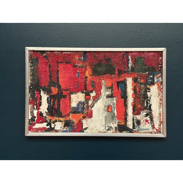Holger Oijens, Cityscape in Red, 1960s, Oil on Canvas, Framed For Sale - Image 13 of 18