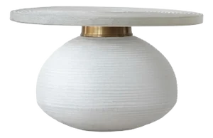 Matthew Izzo Home Frosted Glass and Brass Round Coffee Table