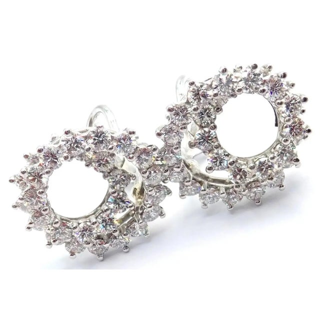 Contemporary Vintage Tiffany & Co. Irid Platinum Diamond Swirl Earrings, Pair For Sale - Image 3 of 8