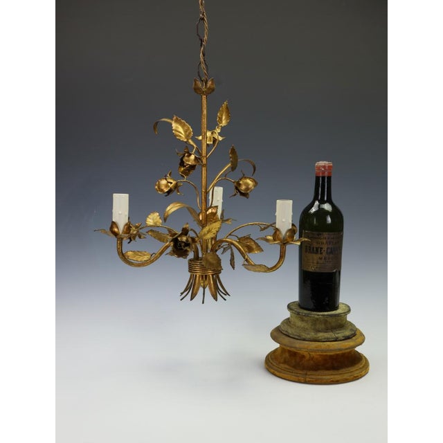 Hans Kögl Hans Kögl Hollywood Regency Gilt Rose & Wheat Five-Arm Chandelier, 1970s For Sale - Image 4 of 15