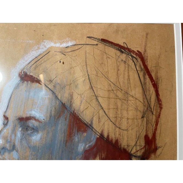 1990s 1990s Original Hett Mixed Media Pastel Acrylic Ink Drawing Painting Lady Pop Portrait For Sale - Image 5 of 15