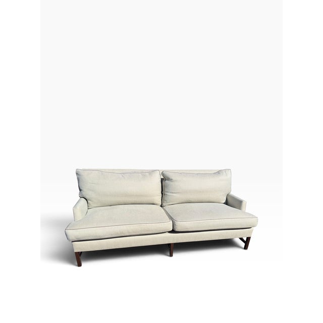 Modern Nancy Corzine Down Filled Linen Upholstered Renee Sofa.