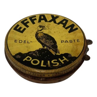 Vintage Effaxan Shoe Polish Tin: Vulture Litho, c. 1930s For Sale
