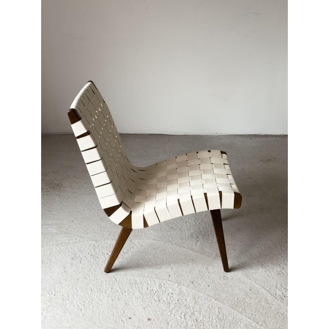 Model 654W Vostra Lounge Chair with Walnut Frame and New Webbing by Jens Risom for Knoll, 1950s For Sale - Image 9 of 14