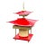 1950s Mid-Century Modern Pagoda Enameled Red Metal & Gold-Tone Tole Chinoiserie Chandelier For Sale