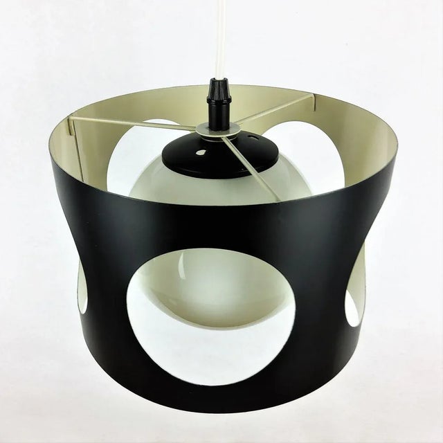 Large Vintage Black Pendant Lamp, 1960s For Sale - Image 9 of 12
