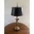 French Country Mid-20th Century English Country Brass Horn Bouillotte Lamp With Black Tole Shade For Sale - Image 3 of 12