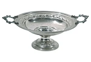 Antique Polished Nickel and Bronze Compote