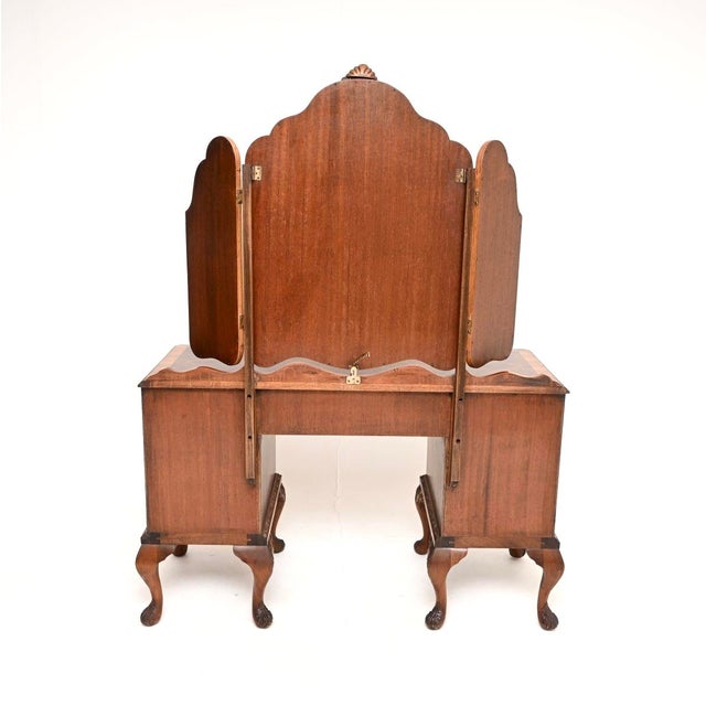 Antique Burr Walnut Dressing Table, 1930s For Sale - Image 4 of 11