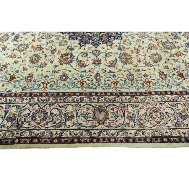 Hand-Knotted Kashan Rug in Cork Wool, 2000s For Sale - Image 9 of 13