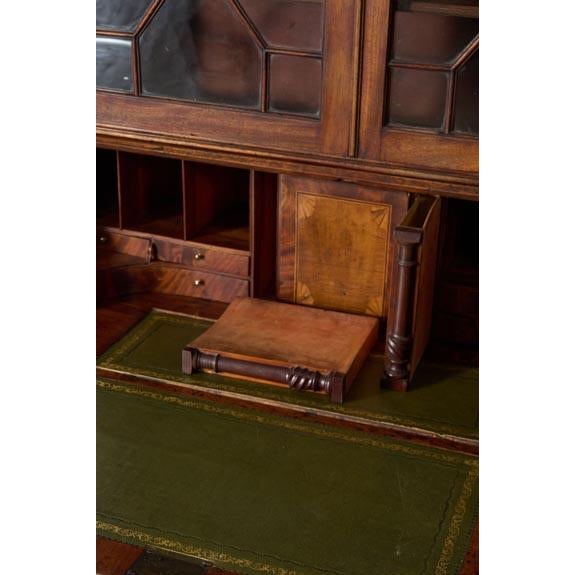 Early 19th Century Astral Glazed Burl Mahogany Bureau Bookcase For Sale - Image 12 of 14