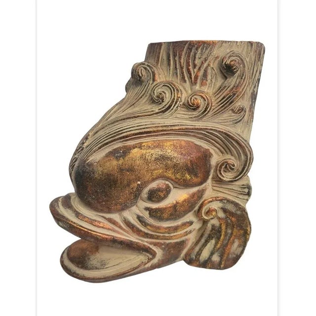 Chinoiserie Carved Large Vintage Koi Fish Bronze Gold Rustic Bookends- a Pair For Sale - Image 3 of 7