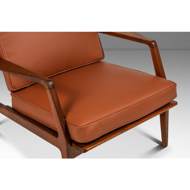 Restored Danish Modern Model 596 Lounge Chair in Beech & Leather Attributed to Lawrence Peabody & Ib Kofod Larsen for Selig, Denmark, C. 1950's For Sale - Image 9 of 18
