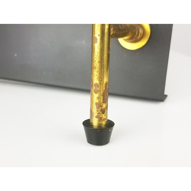 Black Metal, Brass & Opaline Glass 4-Light Wall Lamps, 1950s, Set of 5 For Sale - Image 10 of 15