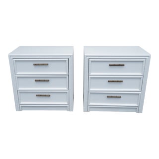 Hollywood Regency Faux Bamboo Painted Nightstands - a Pair For Sale