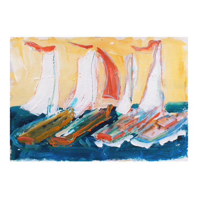 'Sailing Regatta Off Monterey' by Robert Canete, California Expressionist, Stanford, Carmel For Sale