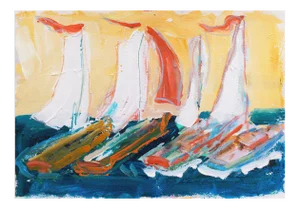 'Sailing Regatta Off Monterey' by Robert Canete, California Expressionist, Stanford, Carmel