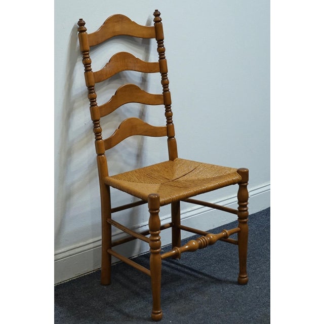 Thomasville Thomasville Furniture Post Road Collection Solid Hard Rock Maple Colonial Early American Ladderback Dining Side Chair W. Rush Seat 750-7 For Sale - Image 4 of 8