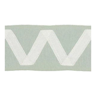 Sample - Schumacher Legere Applique Tape in Ivory On Seaglass For Sale
