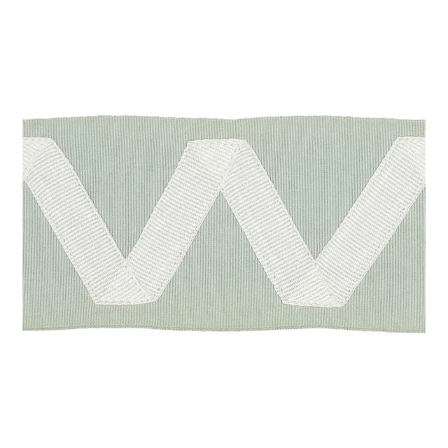 Sample - Schumacher Legere Applique Tape in Ivory On Seaglass For Sale