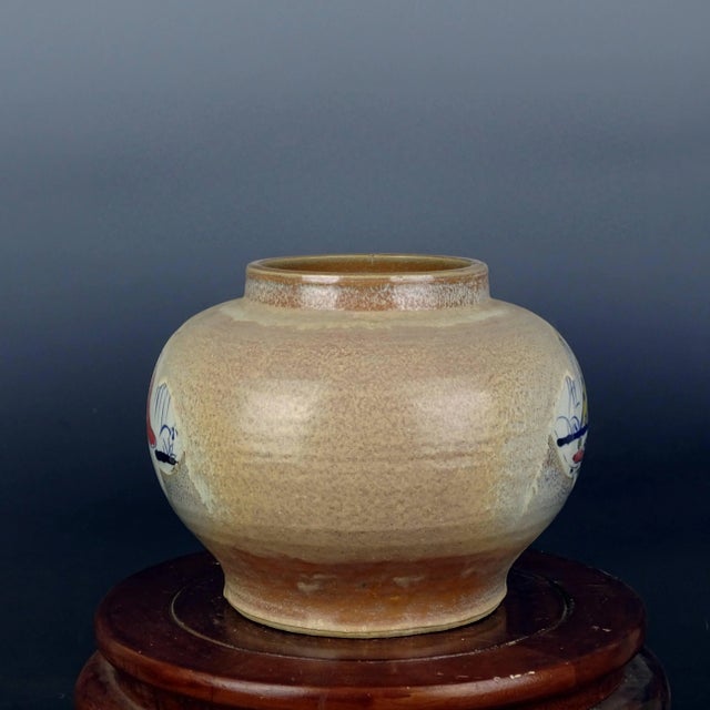 Art Deco Chinese Vintage Ceramic Pot,Blue and White Famille Verte Porcelain Jar Hand Painted Figures Pattern For Sale - Image 3 of 7