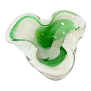 Spring Green Swirl Murano Glass Bowl For Sale